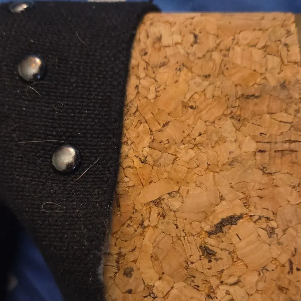 My Archives: Merona Black Cork Studded Wedge Sandals Slip On 2000s Platform 7.5